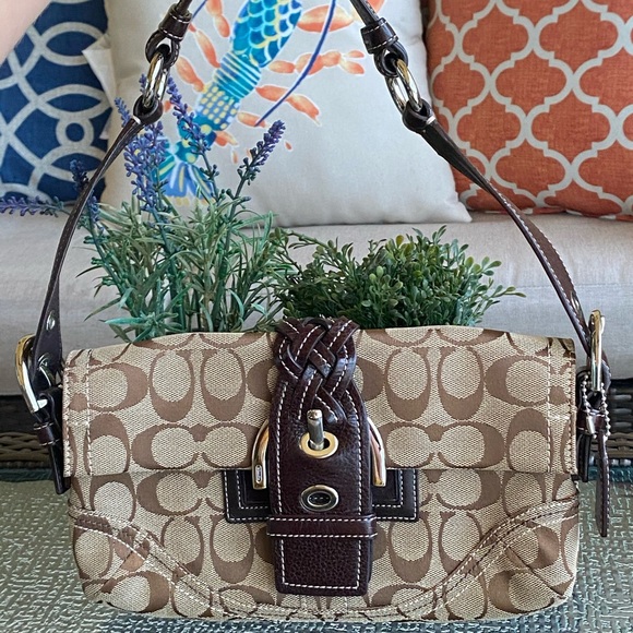 Coach Handbags - Coach Brown Monogram Canvas Shoulder Bag
